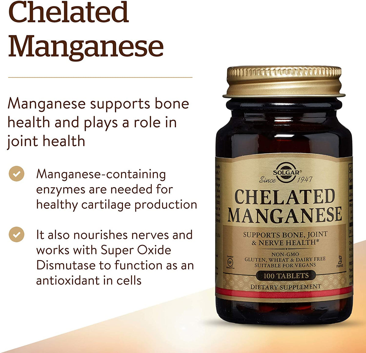 Solgar Chelated Manganese - 100 Tablets