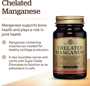 Solgar Chelated Manganese, 100 Tablets