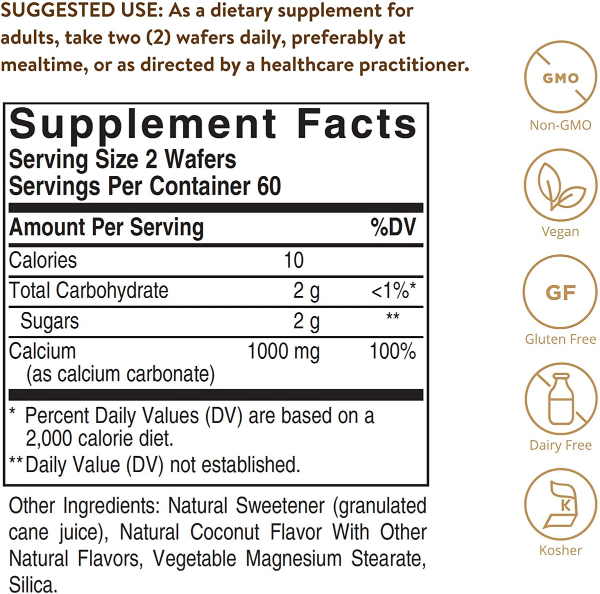 Solgar Chewable Calcium, 500 mg, 120 Wafers