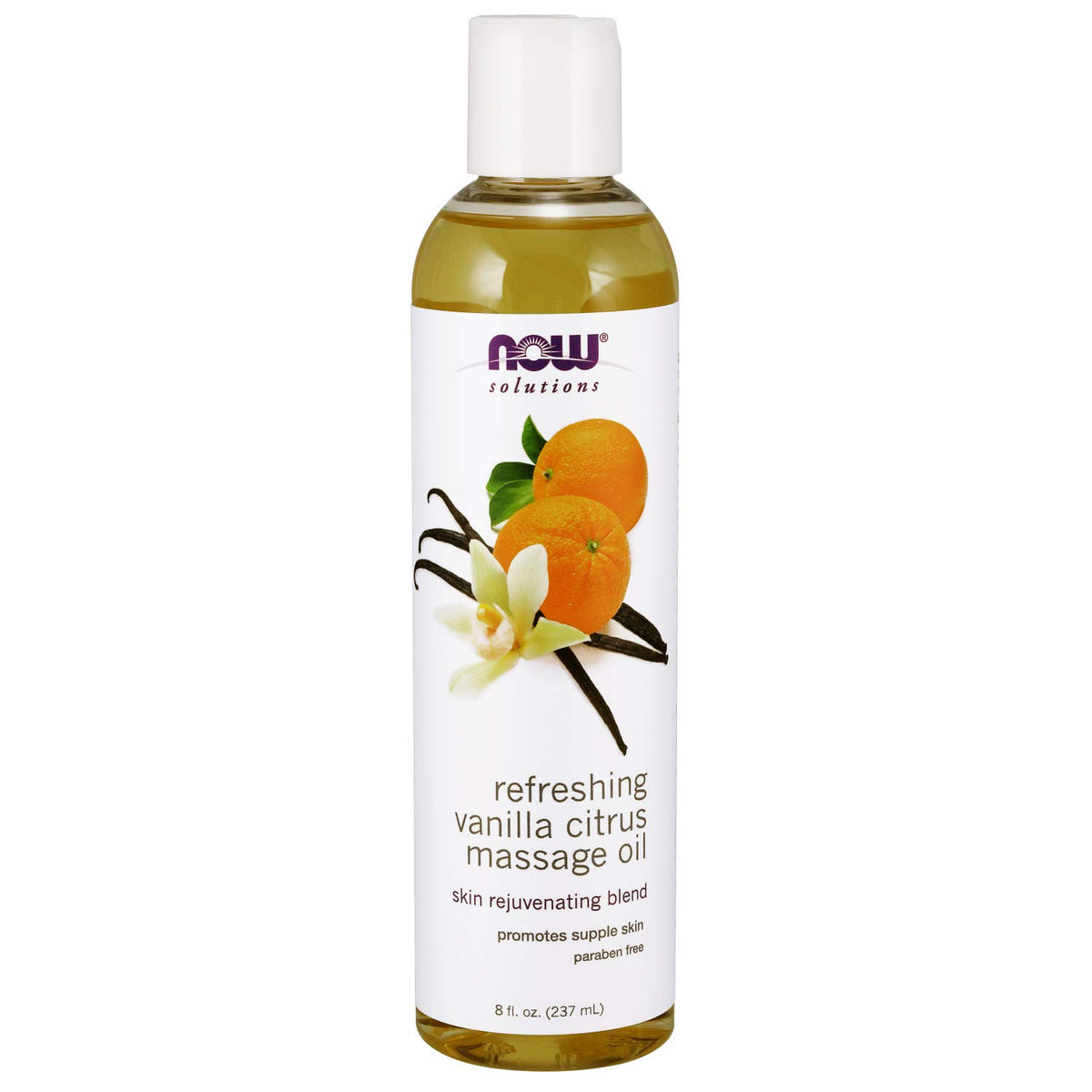 NOW Foods Solutions Refreshing Vanilla Citrus Massage Oil, 8 fl oz