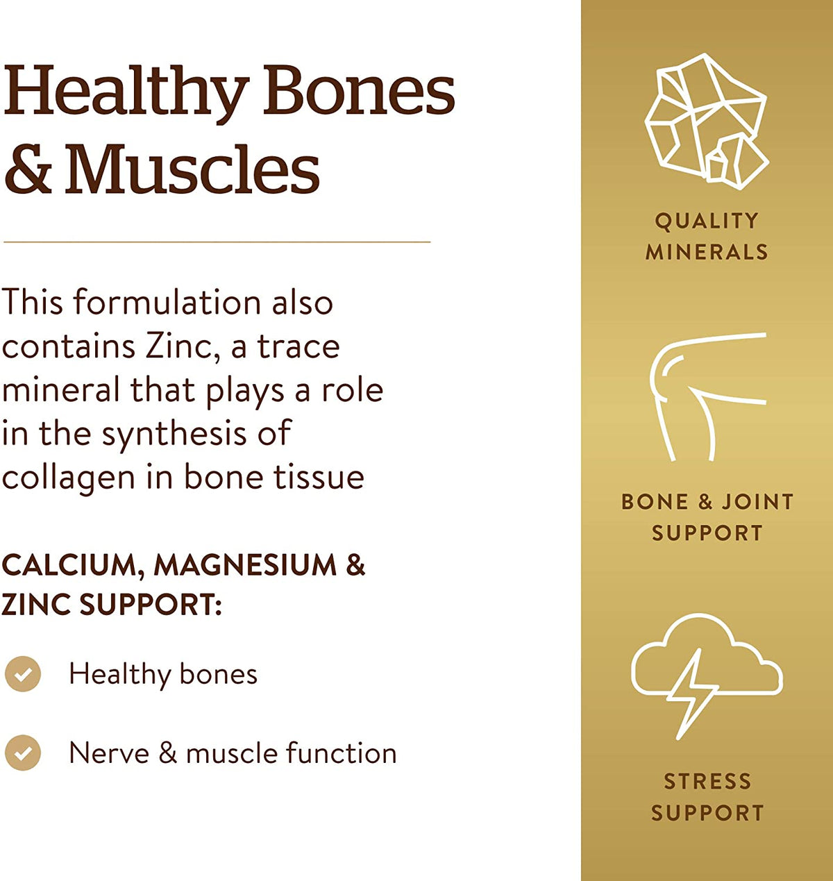 Solgar Calcium Magnesium Plus Zinc, 250 Tablets - Promotes Healthy Bones and Teeth - Supports Nerve &amp; Muscle Function - Non GMO, Vegan, Gluten Free, Dairy Free, Kosher, Halal - 83 Servings