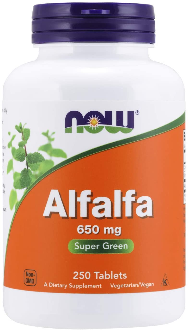NOW Foods Supplements, Alfalfa 650 mg source of Vitamin K, Green Superfoods, 250 Tablets