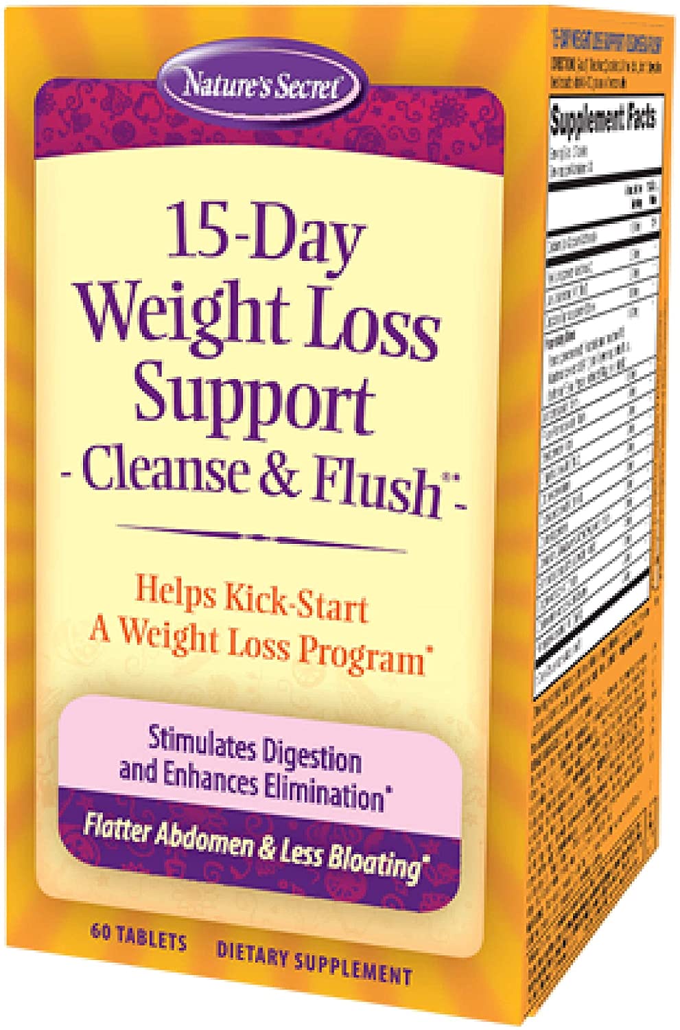 Nature&#39;s Secret 15-Day Weight Loss Support &amp; Natural Energy Boost - Cleanse &amp; Flush Stimulates Digestion, Enhances Toxin Elimination &amp; Reduced Bloating with Healing Herbs &amp; Probiotics - 60 Tablets
