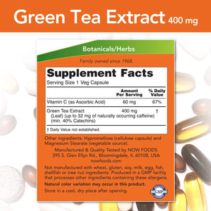 NOW Foods Green Tea Extract, 400 mg, 250 Vegetarian Capsules