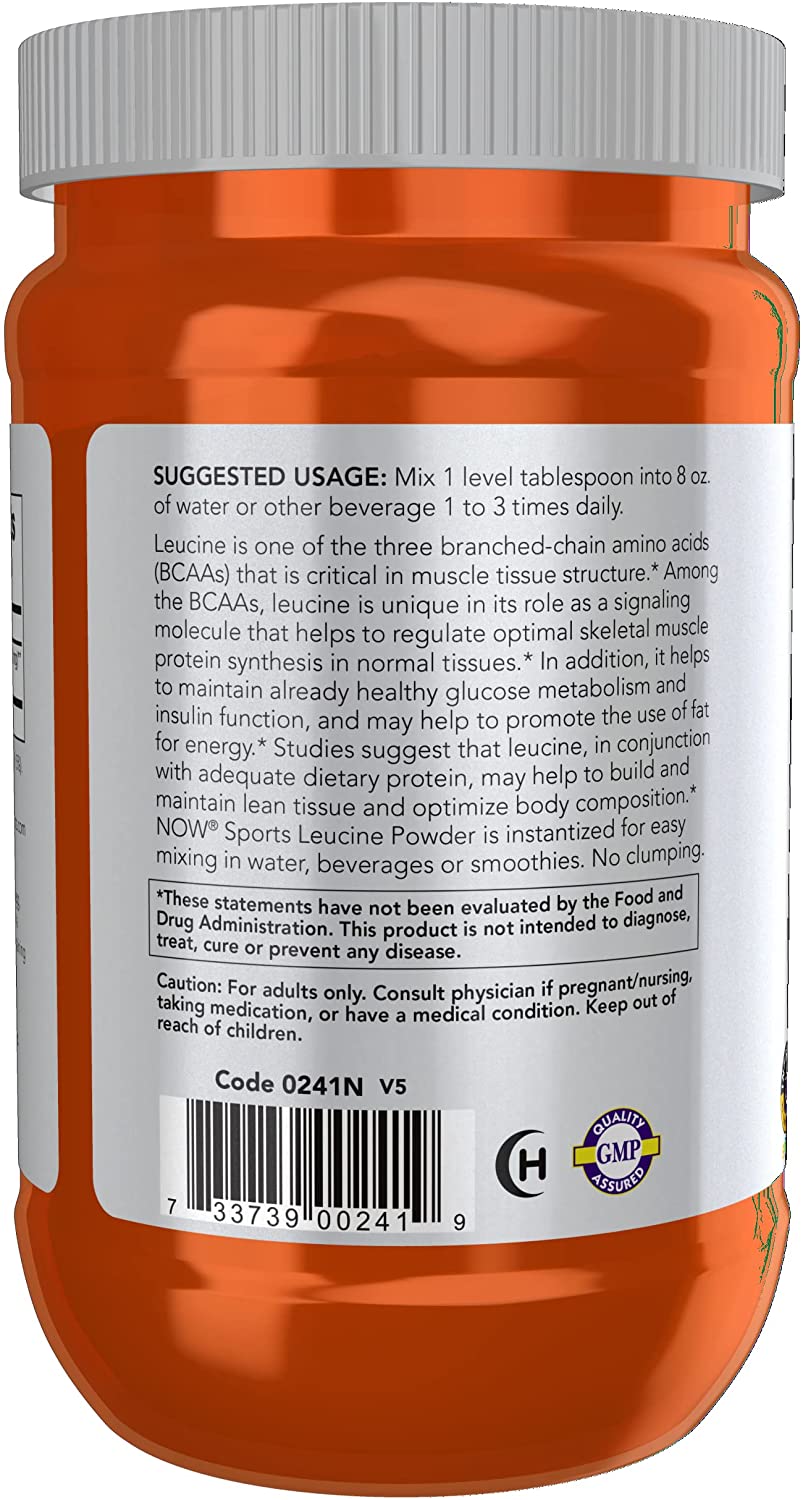 NOW Foods Sports Nutrition, L-Leucine Powder, Builds Lean Tissue*, Amino Acids, 9-Ounce