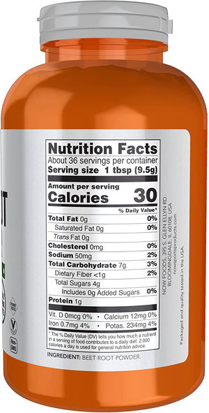 NOW Sports Nutrition, Beet Root Powder, Super Food With Naturally Occurring Nitrates*, 12-Ounce