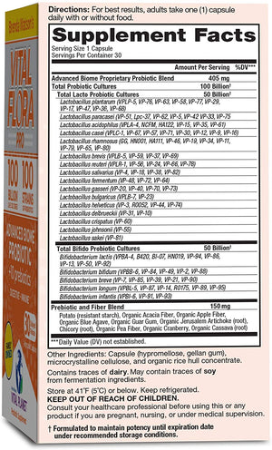 Vital Planet - Vital Flora Advanced Probiotic Supplement with 100 Billion Cultures and 100 Strains, High Potency and Strain Diversity Probiotics for Women and Men with Organic Prebiotics, 30 Capsules