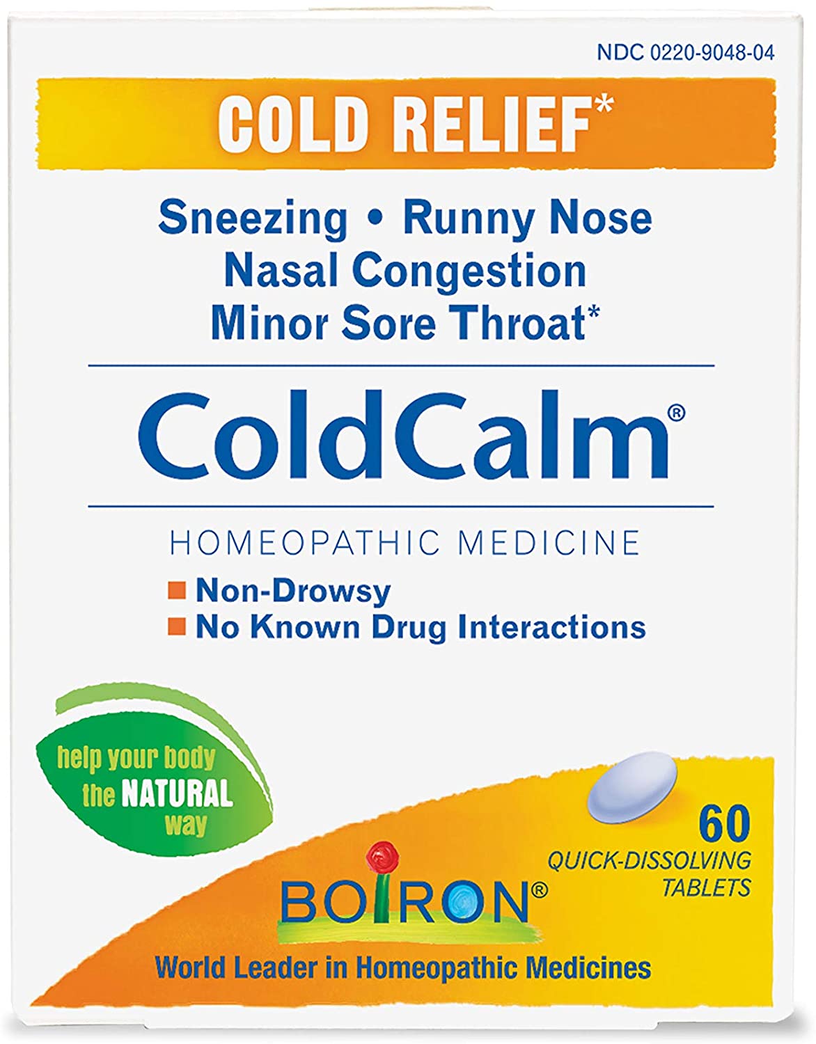 Boiron ColdCalm Tablets for Relief of Common Cold Symptoms Such as Sneezing, Runny Nose, Sore Throat, and Nasal Congestion - Non-Drowsy - 60 Count