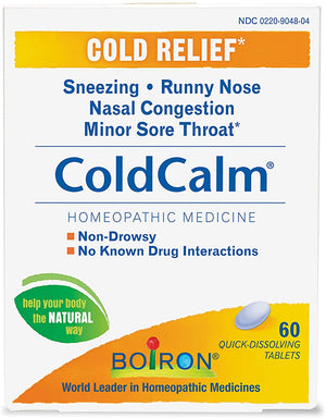 Boiron ColdCalm Tablets for Relief of Common Cold Symptoms Such as Sneezing, Runny Nose, Sore Throat, and Nasal Congestion - Non-Drowsy - 60 Count