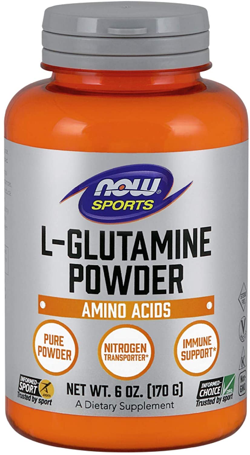 NOW Foods Sports Nutrition, L-Glutamine Pure Powder, Nitrogen Transporter*, Amino Acid, 6-Ounce