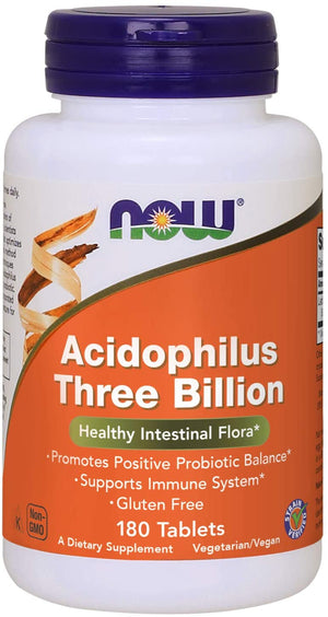NOW Acidophilus Three Billion, 180 Tablets
