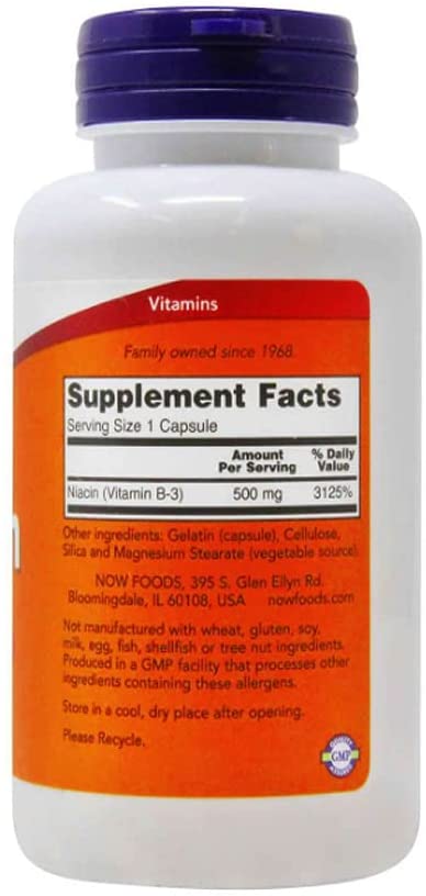 NOW Foods Niacin Sustained Release, 500 mg, 100 Tablets