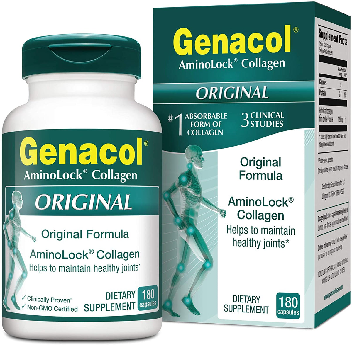 GENACOL Original Joint Supplements for Men &amp; Women (180 Capsules) |Hydrolyzed Collagen Peptides for Healthy Joints, Cartilage, Bones, Tendon and Ligaments