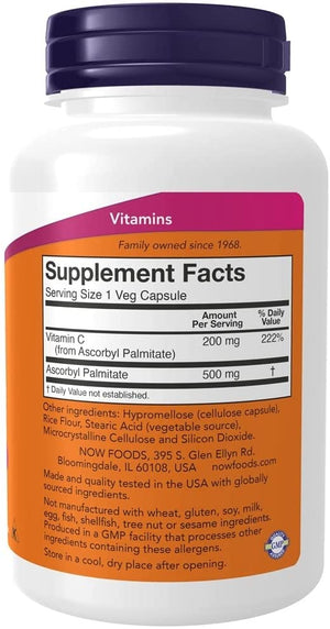 NOW Foods Ascorbyl Palmitate, 500 mg, 100 Veg Capsules