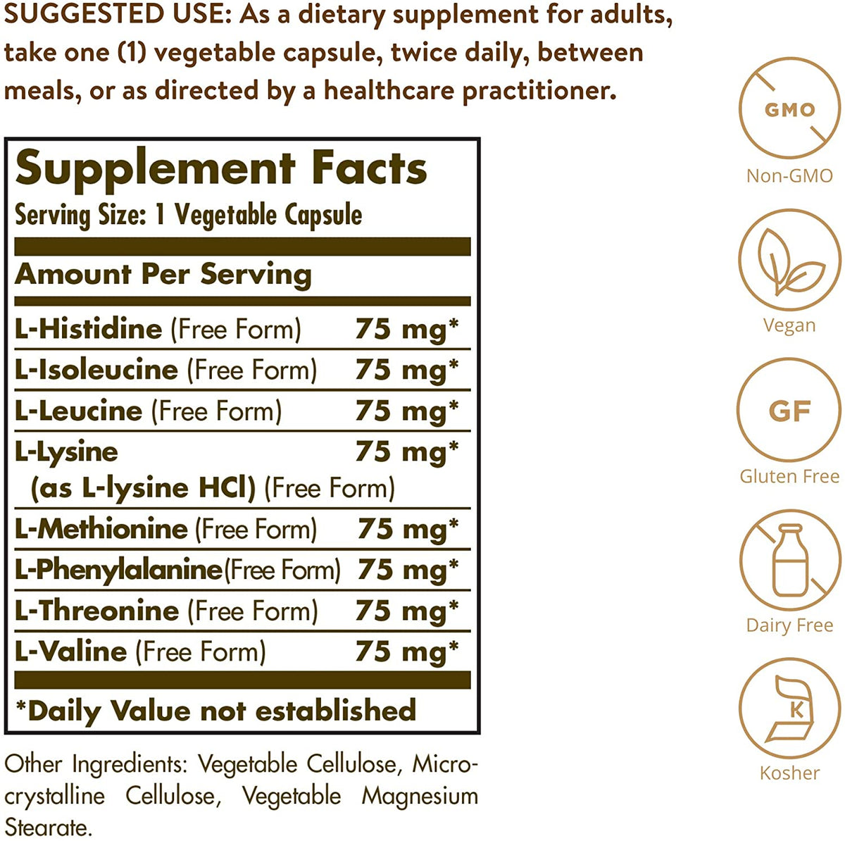 Solgar Essential Amino Complex, 60 Vegetable Capsules