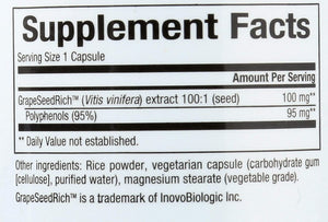 Natural Factors GrapeSeedRich™ Grape Seed Extract, 100 mg, 60 Capsules