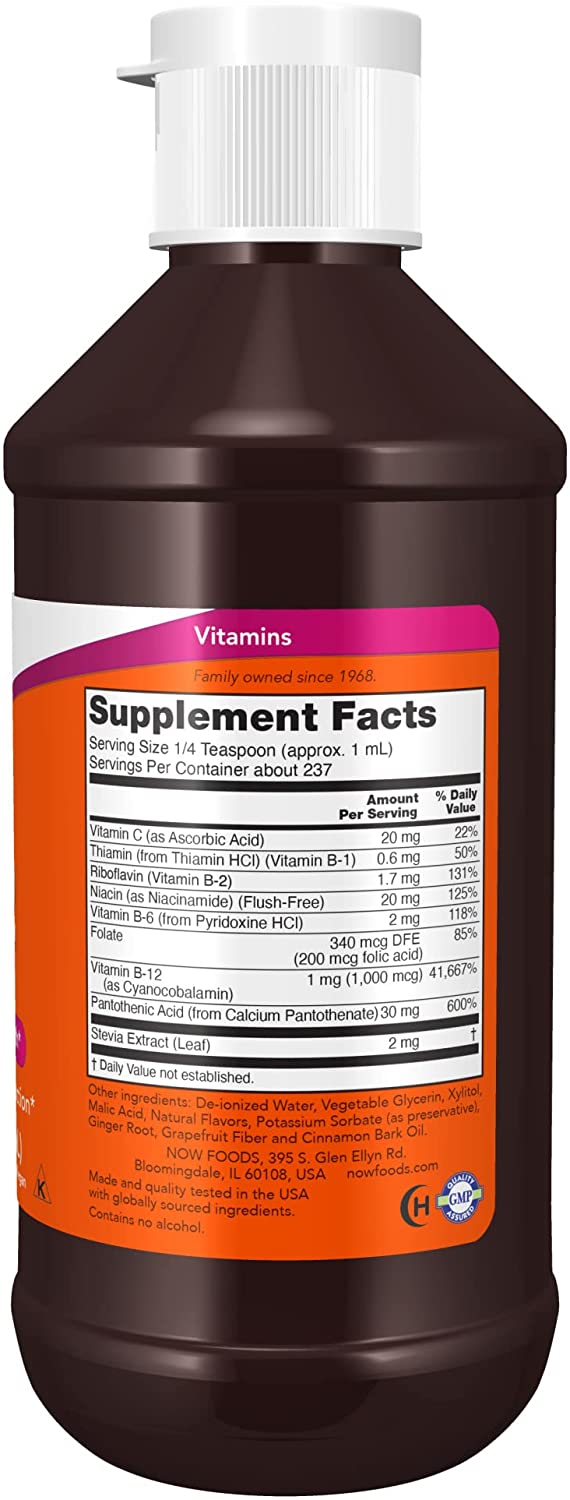 NOW Foods Supplements, Vitamin B-12 Complex Liquid, Energy Production*, Nervous System Health*, 8-Ounce