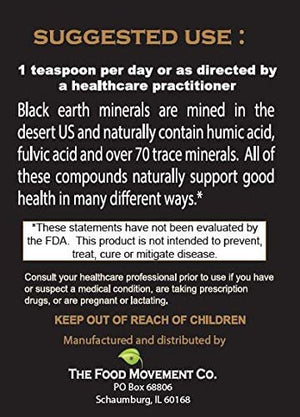 The Food Movement Black Earth Silver with Humic Fulvic Acids, Trace Minerals for Immune Support, Detox, Gut Health – 8 fl oz Liquid Drops Supplement