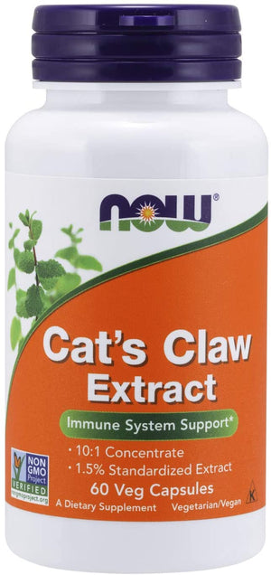 NOW Supplements, Cat's Claw Extract, 10:1 Concentrate, (1.5% Standardized Extract), 60 Veg Capsules