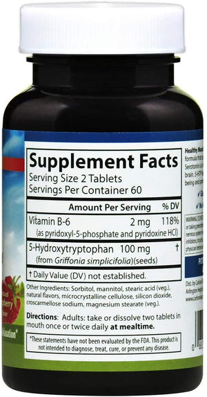 Carlson Healthy Mood 5-HTP Elite Natural Raspberry, 100 mg, 120 Tablets