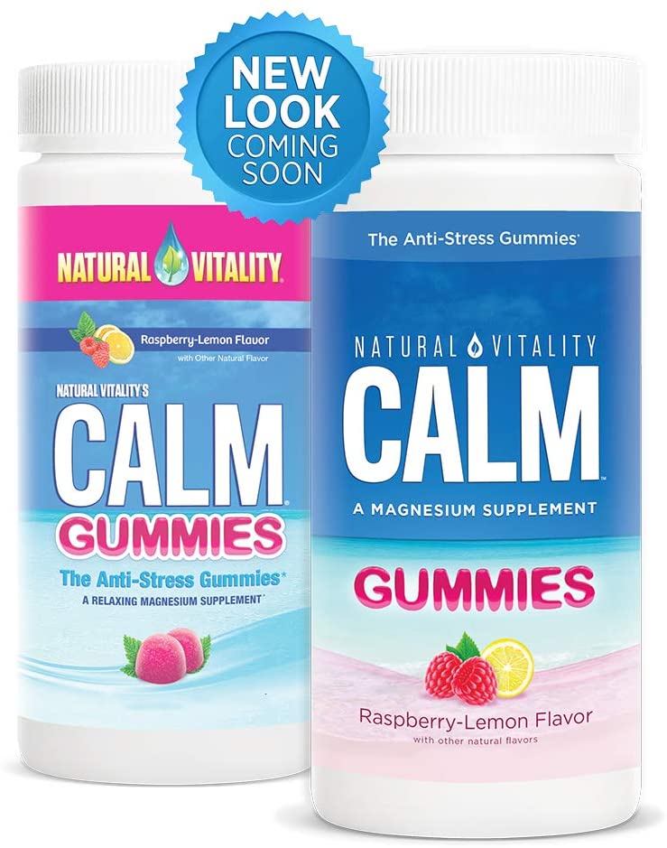 Natural Vitality CALM, Magnesium Citrate Supplement, Stress Relief Gummies, Supports a Healthy Response to Stress, Gluten Free, Vegan, Raspberry Lemon Flavored, 120 Gummies