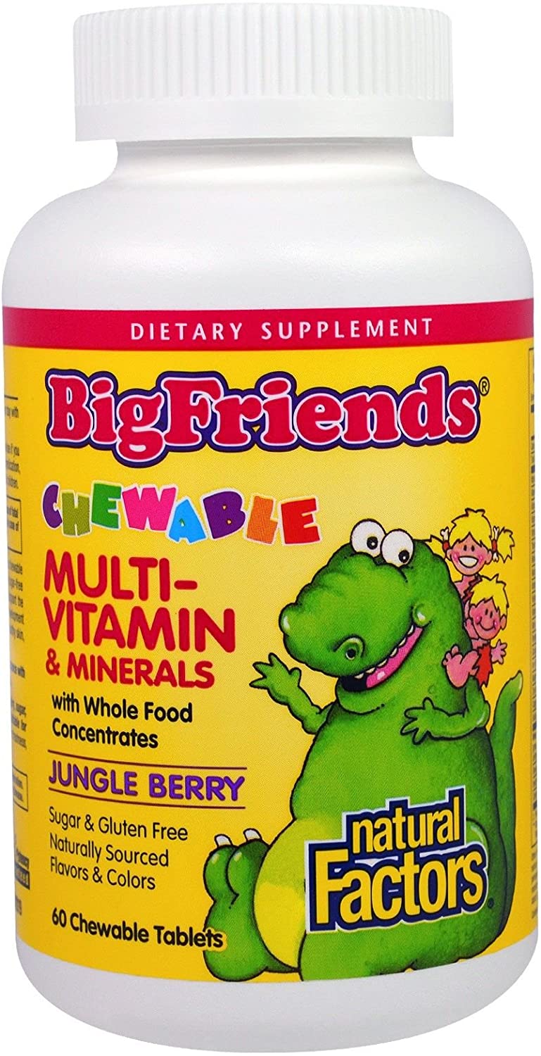 Natural Factors Big Friends, Chewable Multi-Vitamin &amp; Minerals, Jungle Berry, 60 Chewable Tablets
