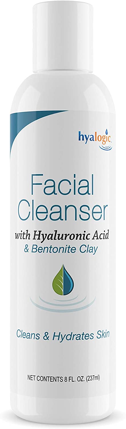 HA Face Wash, Hyaluronic Acid Facial Cleanser – Moisturizing, Paraben-Free Daily Face Scrub with Bentonite Clay – Get Youthful, Glowing Skin Naturally! (8 oz.) by Hyalogic