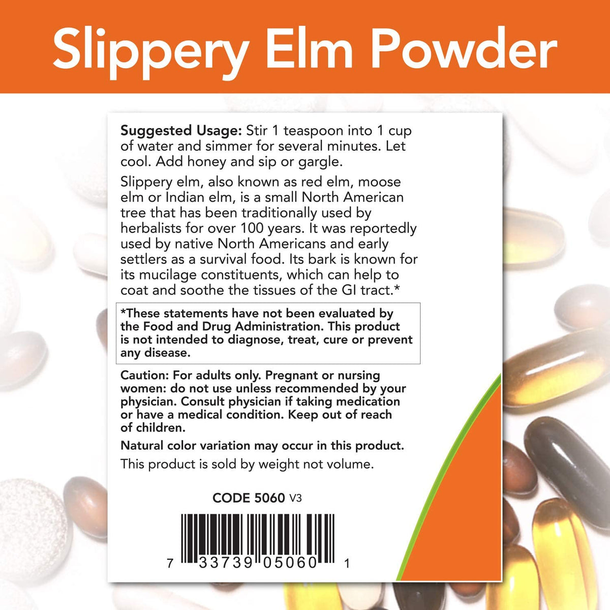 NOW Slippery Elm Powder, 4 oz