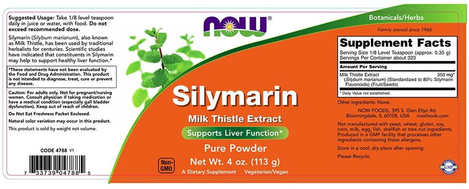 Silymarin Milk Thistle Extract Pure Powder, Supports Liver Function*, 4-Ounce