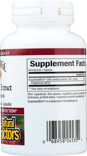 Natural Factors GrapeSeedRich™ Grape Seed Extract, 100 mg, 60 Capsules