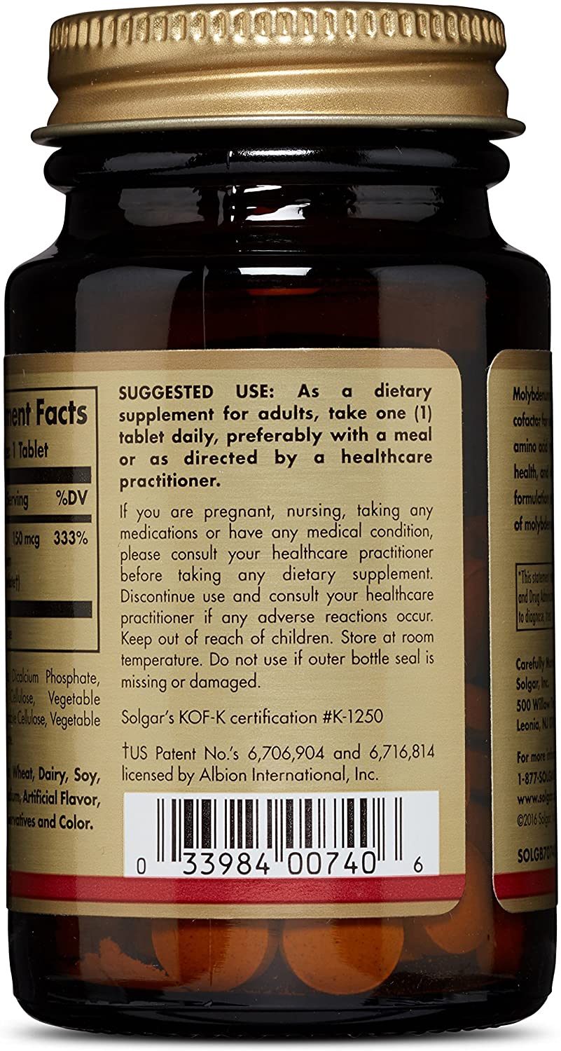 Solgar Chelated Molybdenum, 100 Tablets