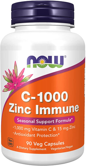NOW C-1000 Zinc Immune, 90 Veg Capsules