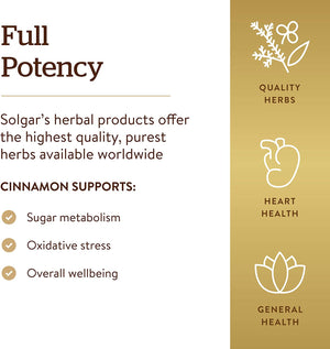 Solgar Cinnamon, 100 Vegetable Capsules