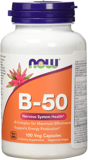 NOW Vitamin B-50 mg,100 Veg Capsules