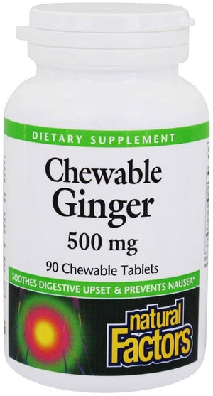 Natural Factors Chewable Ginger, 500 mg, 90 Chewable Tablets