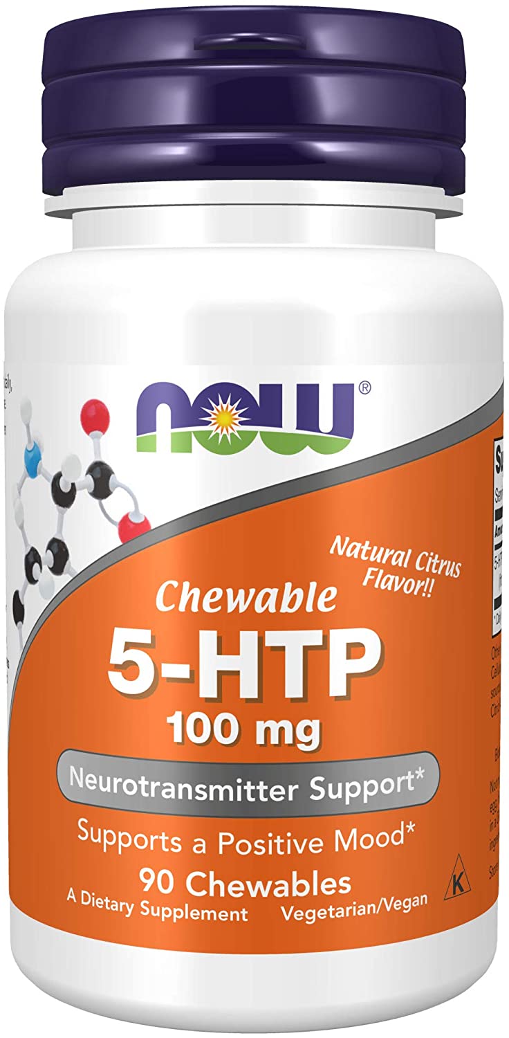 NOW Foods Supplements, 5-HTP (5-hydroxytryptophan) 100 mg, Neurotransmitter Support*, 90 Chewables