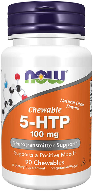 NOW Foods 5-HTP Chewable Natural Citrus, 100 mg, 90 Chewables