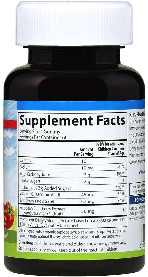 Carlson - Kid's Black Elderberry Gummies. 60 Gummies