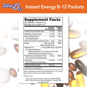 NOW Foods B12 Instant Energy, 2000 mcg, 75 Packets