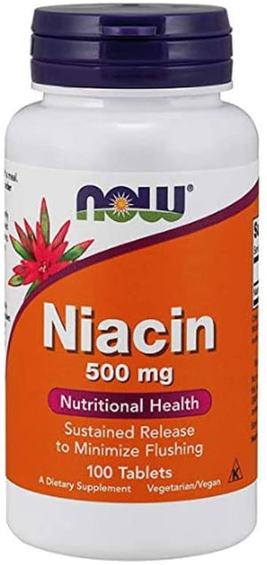 NOW Foods Niacin Sustained Release, 500 mg, 100 Tablets