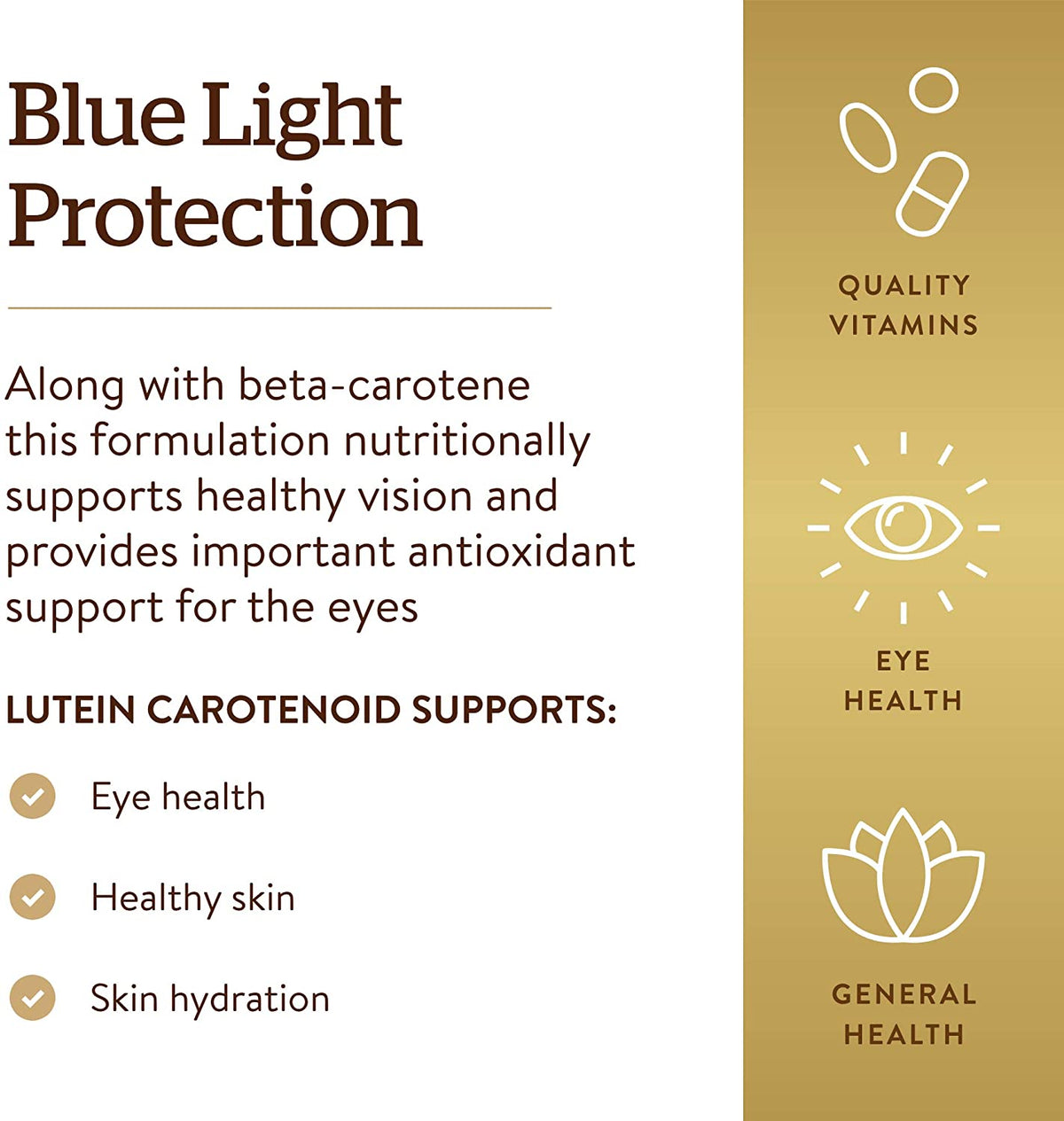 Solgar Lutein Carotenoid Complex, 30 Vegetable Capsules - Supports Healthy Vision - Antioxidant Support For Eyes - Gluten Free, Dairy Free, Kosher - 30 Servings