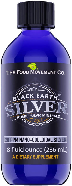 The Food Movement Black Earth Silver with Humic Fulvic Acids, Trace Minerals for Immune Support, Detox, Gut Health – 8 fl oz Liquid Drops Supplement