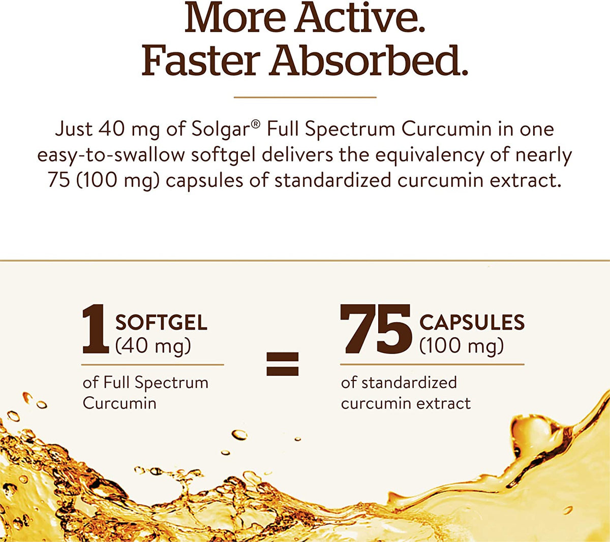 Solgar Full Spectrum Curcumin Liquid Extract, 90 Softgels - Faster Absorption - Brain, Joint &amp; Immune Health - Long Lasting Support - Non GMO, Gluten Free, Dairy Free - 90 Servings