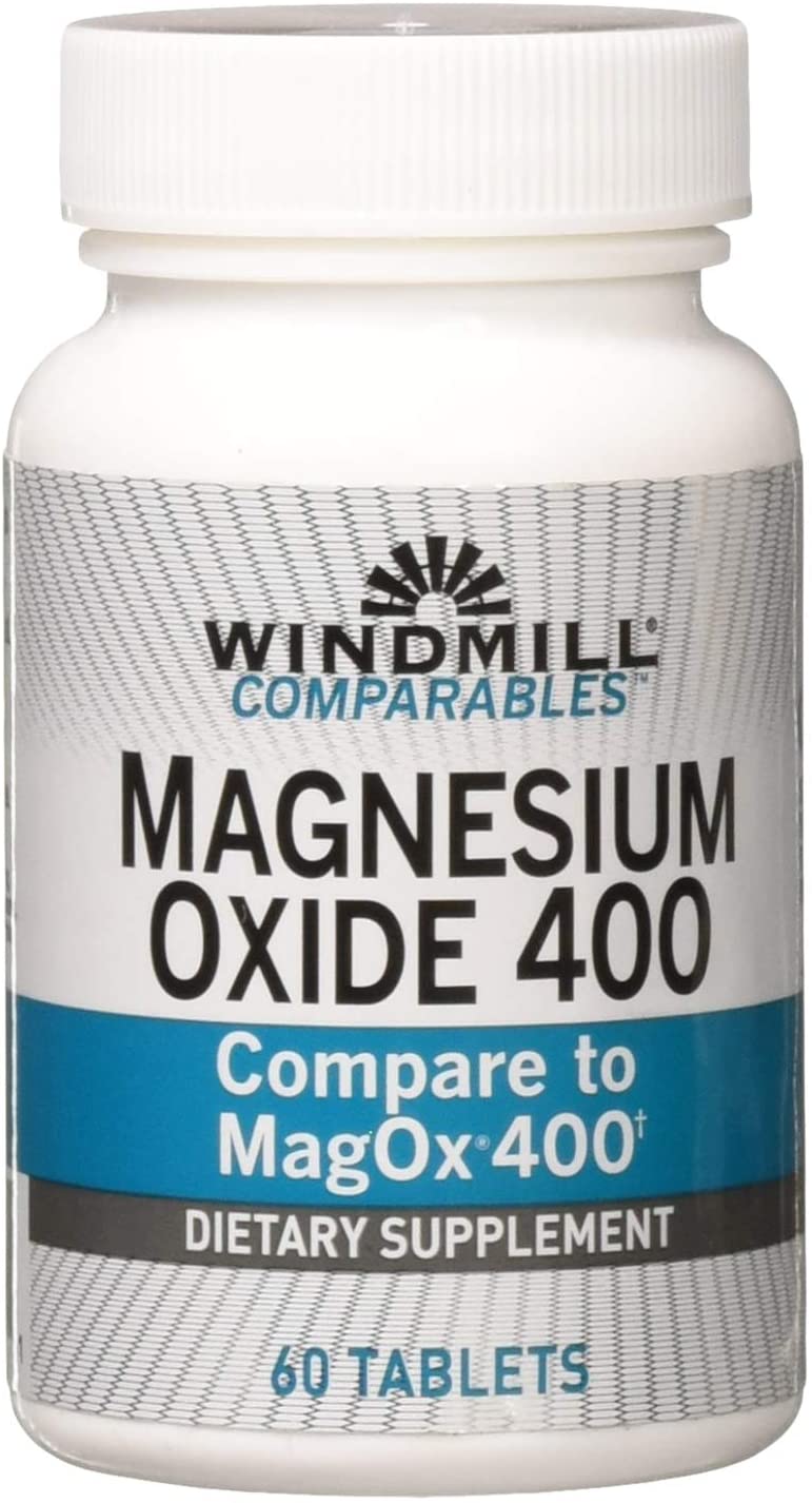 Windmill Natural Vitamins Magnesium Oxide 400 mg, Immune Support, Supports Muscle Recovery, Supports Healthy Heart, 60 Count, 30 Servings