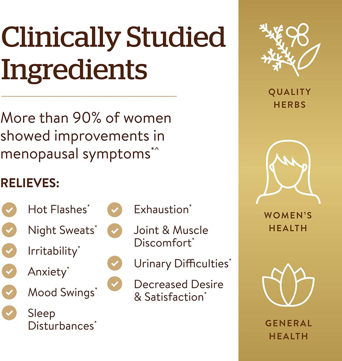 Solgar Menopause Relief - 30 Tablets - Helps Relieve Hot Flashes, Anxiety, Exhaustion, Irritability, Sleep Disturbances &amp; More - Promotes a Positive Mood - Non-GMO, Gluten Free, Vegan