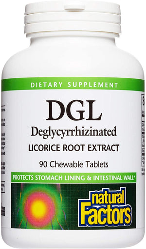 Natural Factors DGL Deglycyrrhizinated Licorice Root Extract, 90 Chewable Tablets