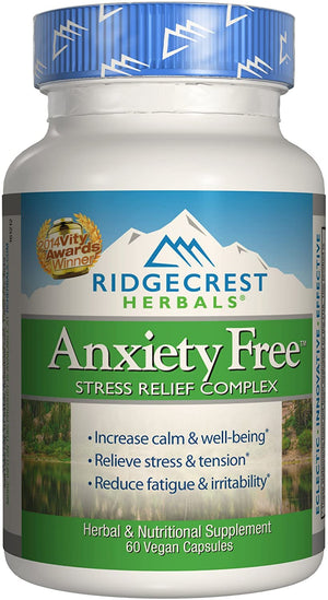 RidgeCrest Herbals Anxiety Free™ Stress Relief Formula, 60 Vegetarian Capsules