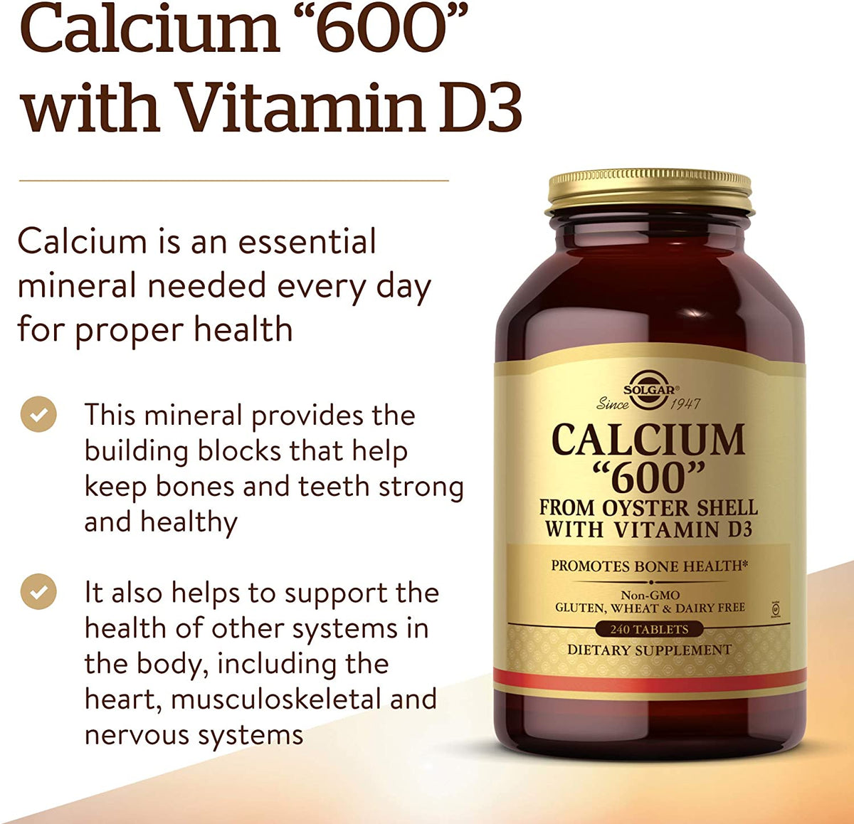 Solgar Calcium 600, 240 Tablets