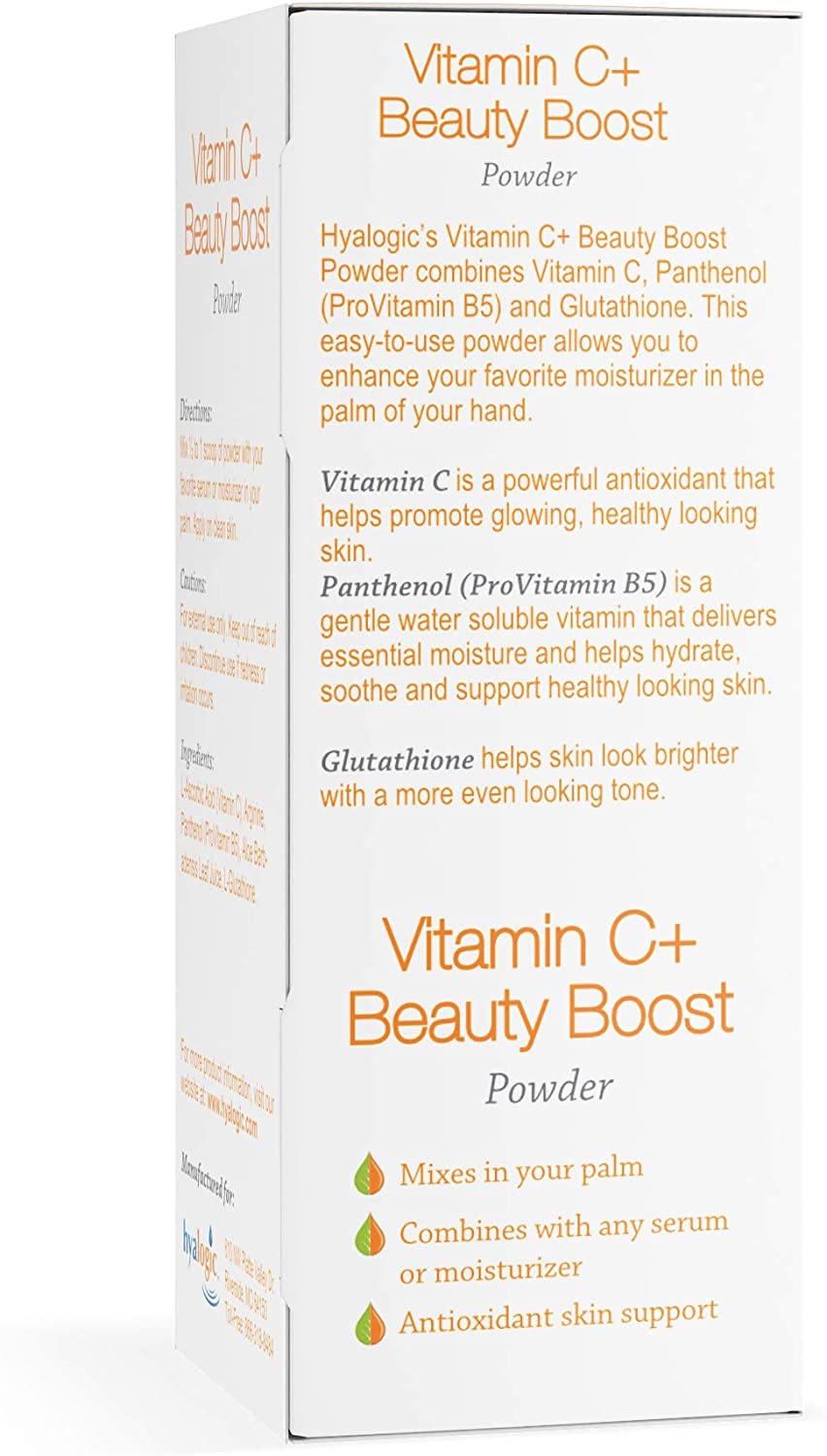 Vitamin C Powder - Beauty Boost Powder Mix for Skin: Mix with Your Favorite moisturizer - Topical Vitamin C w/ProVitamin B5 &amp; Glutathione for Skincare (.21 Oz) 6 Gram (Approx. 60 uses)