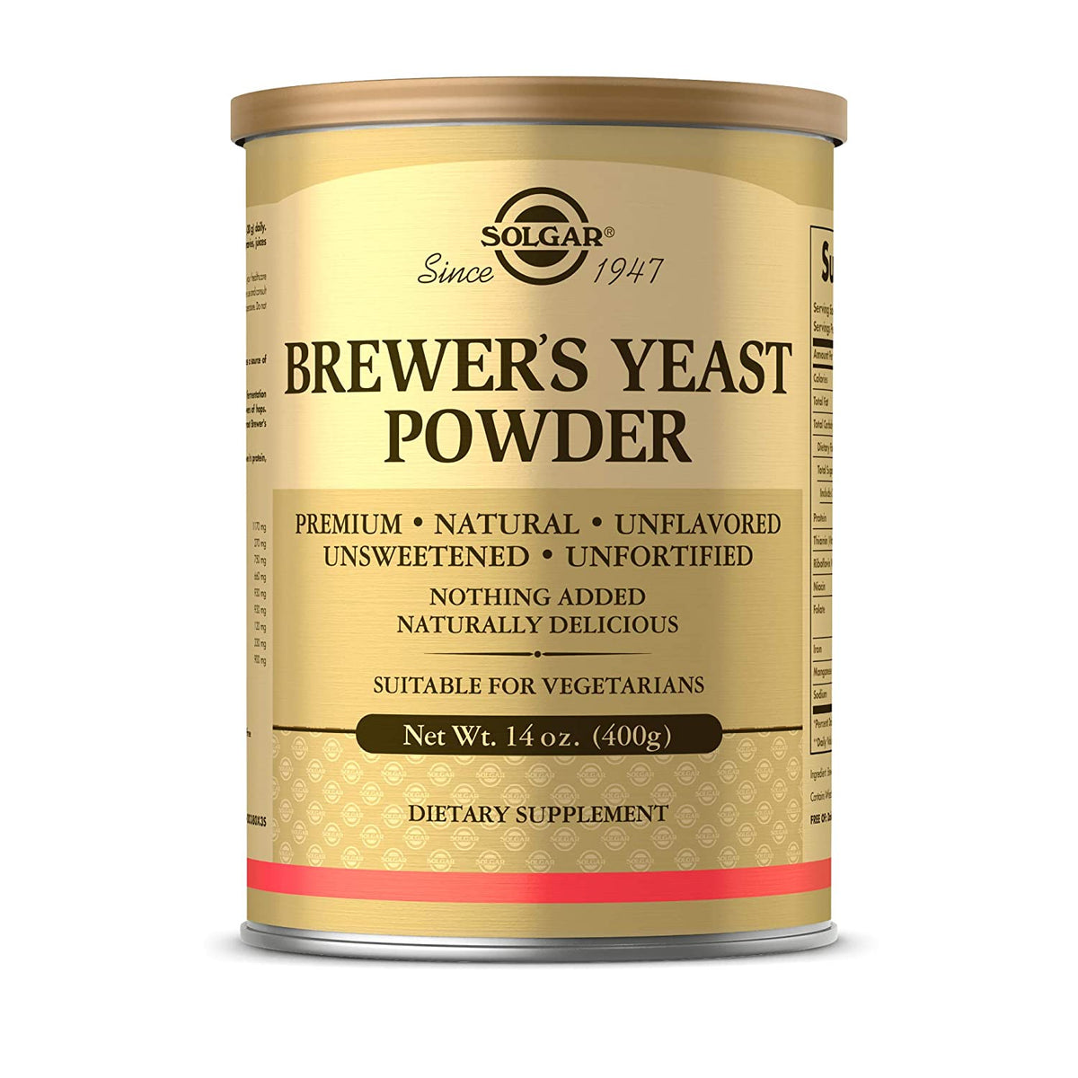 Solgar Brewer&#39;s Yeast Powder, 14 oz - Rich Source of Amino Acids, B-Complex Vitamins, Minerals, &amp; Protein - Natural, Unflavored, Unsweetened - Dairy Free, Vegetarian - 13 Servings